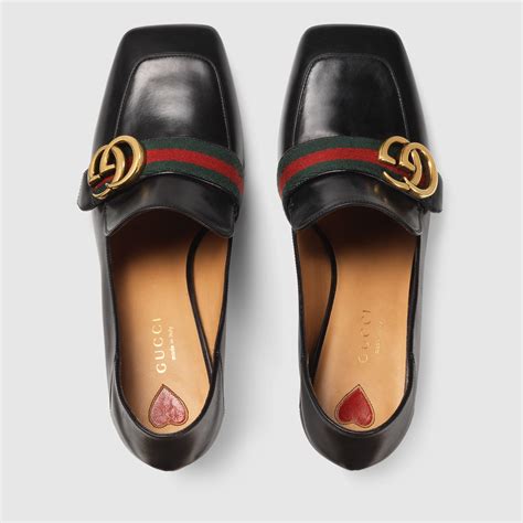 gucci leather mid-heel loafer ราคา|GUCCI .